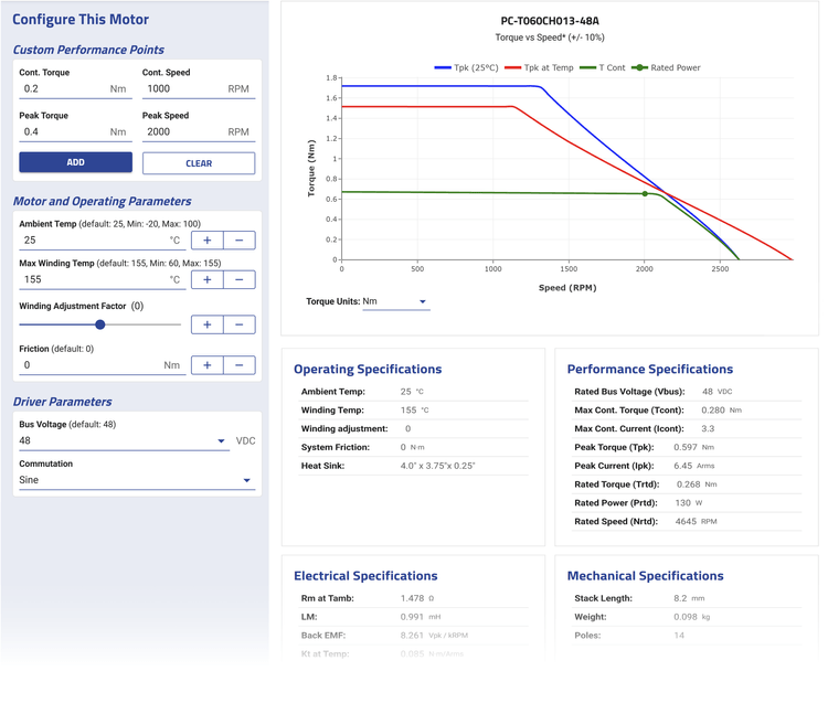Frameless Motor Simulator - Design Motor Online | Lin Engineering