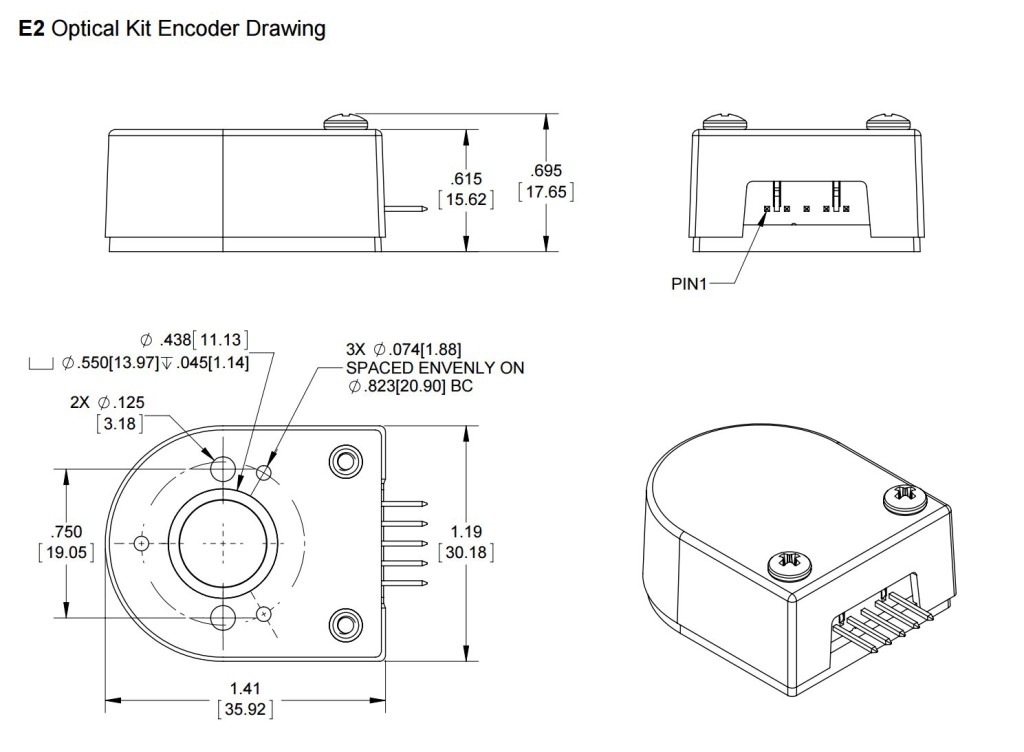 E2 Optical Encoder for NEMA 17, 23, & 34 Stepper Motors